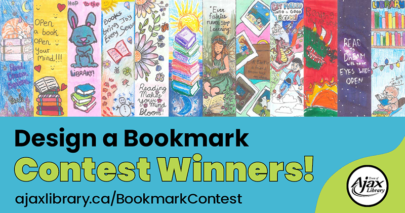 Grid of the 12 winning bookmark designs.