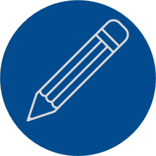 Pencil icon in a blue circle.